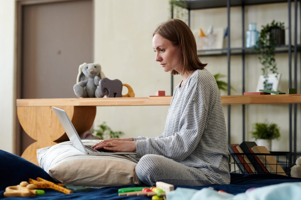 Young mum working on maternity leave